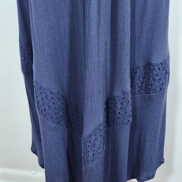 Style & Co. Navy Boho Maxi Dress with Eyelet Lace Accents and Tassel Size Large - Picture 6 of 8
